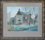 Raoul M., kleurpotlood, tekening, passe-partout en inlijsten